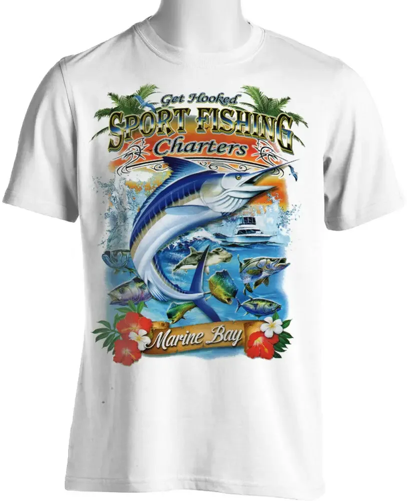

Sport Fishing T-Shirt Charter Boat Mexico Marlin Fishing Tee Shirt Cotton O-Neck Short Sleeve Men's T Shirt Size S-3XL New