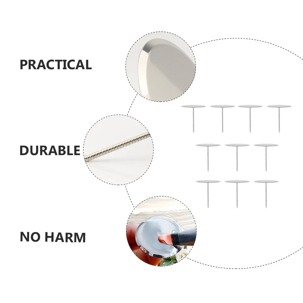 

10Pcs DIY Cake Flower Nails Fine Workmanship Baking Tools for Cupcake Cake Mounting Patterns Reusable Silver Cupcake Decor