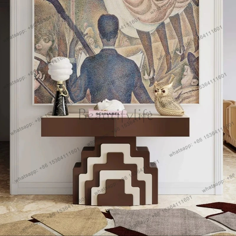 

French minimalist creative entrance table, living room entry advanced entrance cabinet