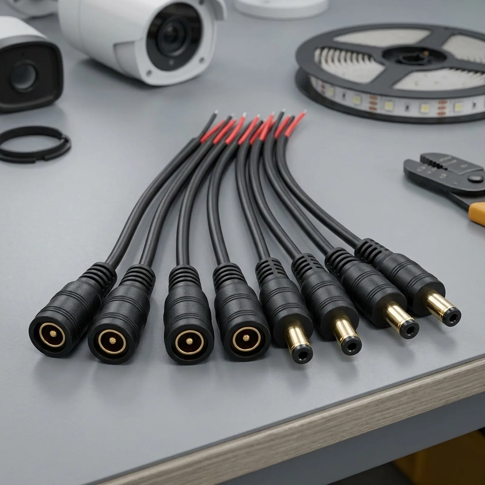 12V Male Female Connector Cable 5 Pairs DC Power Cable Kit for CCTV and LED Strip Light 12V Male Female Connector