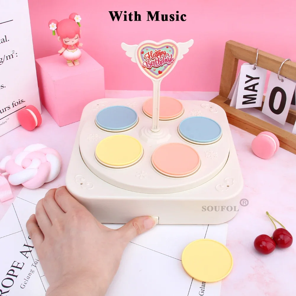Household Small Rotary Sushi Machine Automatic Rotating Dessert Cake Booth Rack Decoration Toys with Music Wedding Birthday Gift