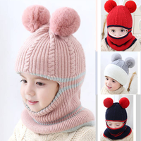 Winter 2-5 Years Baby Hats Scarf One-Piece Baby Hat Winter Protection Ears Hats Warm For Boys And Girls Infant Toddler Bonne