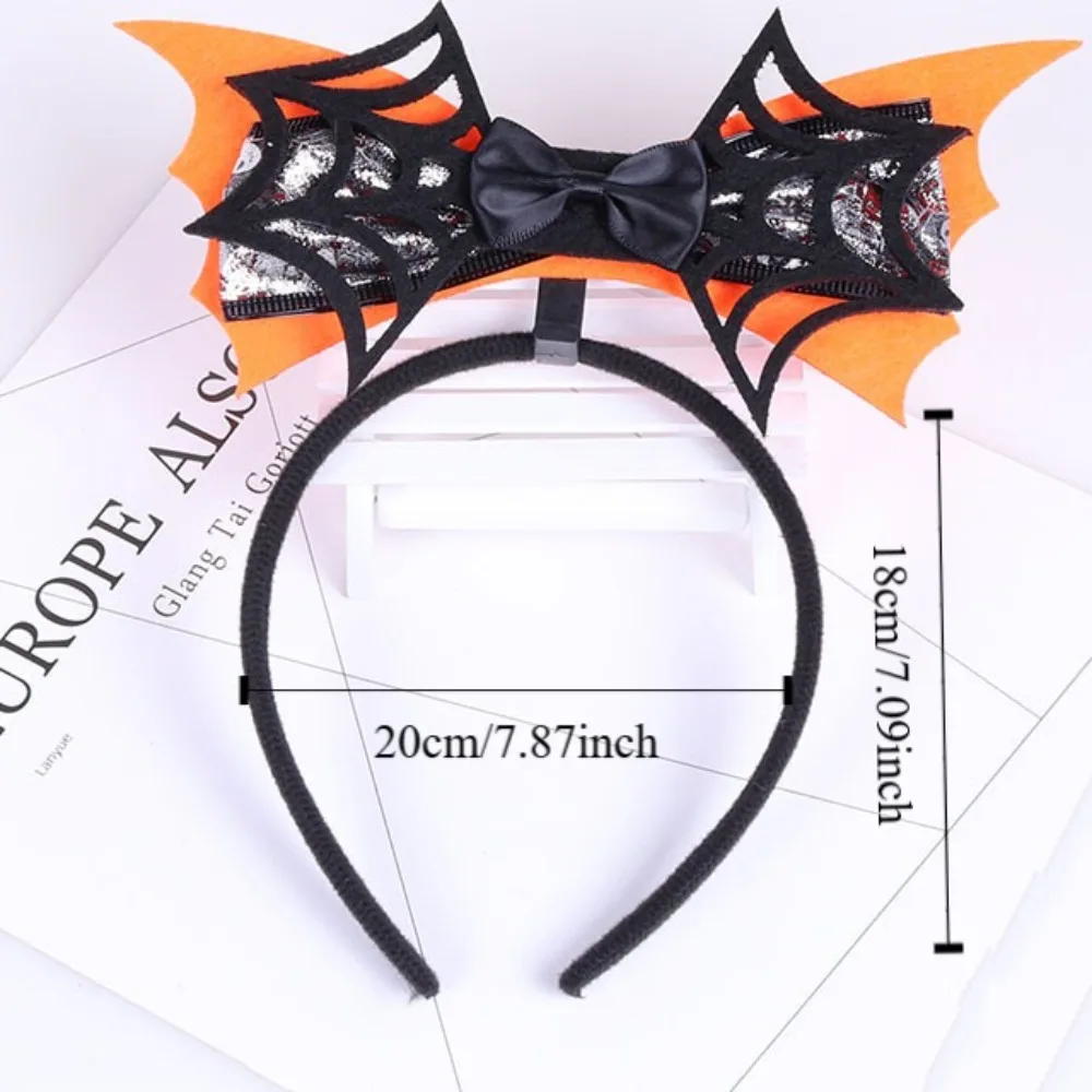 Модная повязка на голову с летучими мышами на Хэллоуин, аксессуары для волос «сделай сам», головные уборы, повязки для волос с тыквой, нескользящая повязка на голову с паутиной, детская/