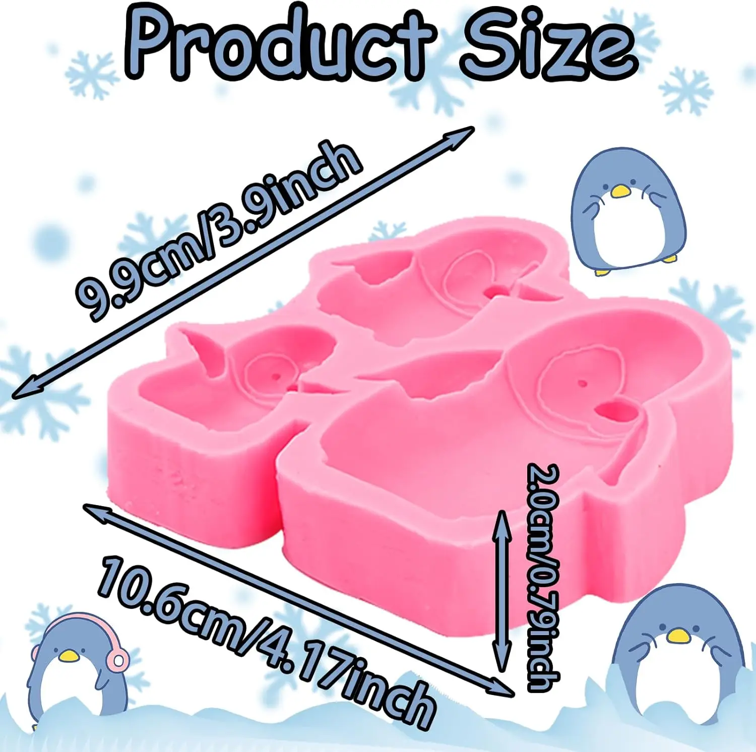 3d Large Penguin Silicone Molds Cake Decoration Fondant Mold for Cupcake Toppers Epoxy Resin Polymer Clay Crafts