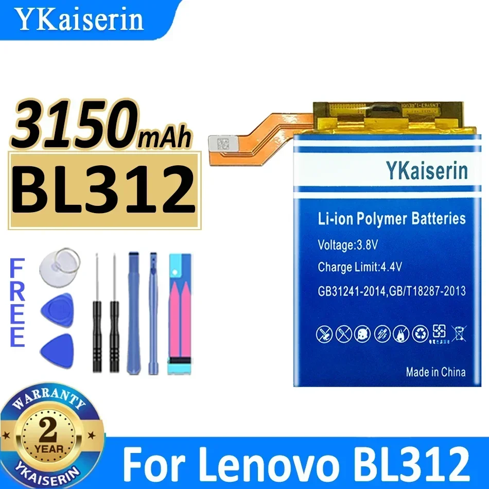 YKaiserin High Quality 3150mAh BL312 BL310 Battery For Lenovo Legion Duel Legion Pro L79031 + Tools