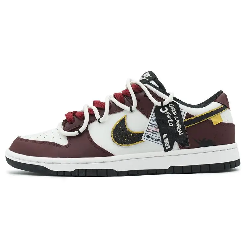 

[Custom The golden age for women]Nike Dunk Anti-Slip And Wear-Resistant Lightweight Low-Top Skateboard Shoes GS Red White Bla