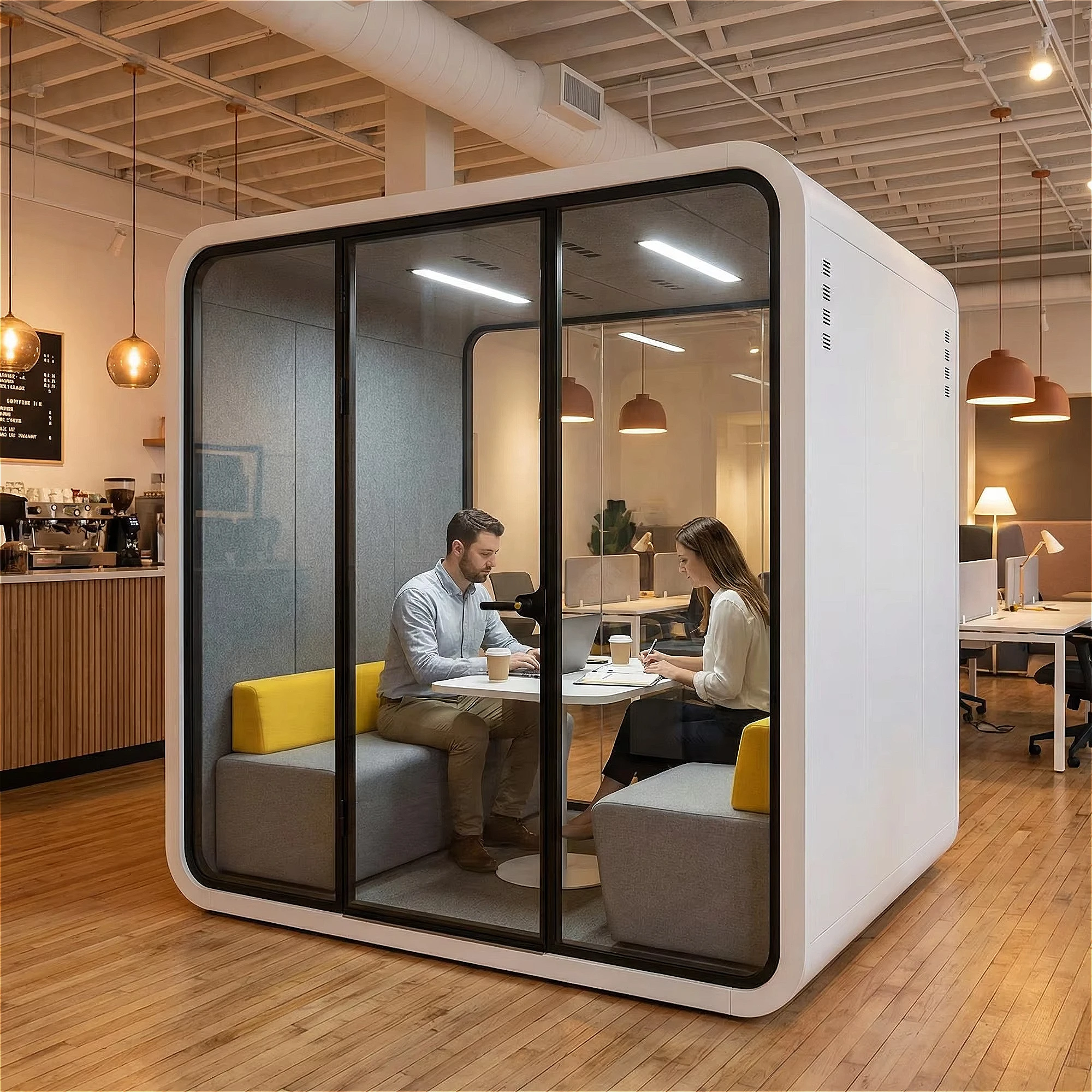 Movable Silence Booth Modular Design DIY Fast Assembly 2 Hour Install Soundproof Pod Office Phone Call Meeting Without Drilling