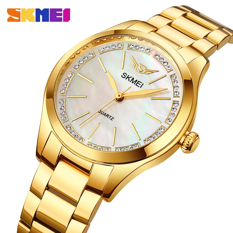 SKMEI Women Gold Classic Quartz Watch Female Elegant Clock Luxury Gift Watches Ladies Waterproof Wristwatch zegarek damski