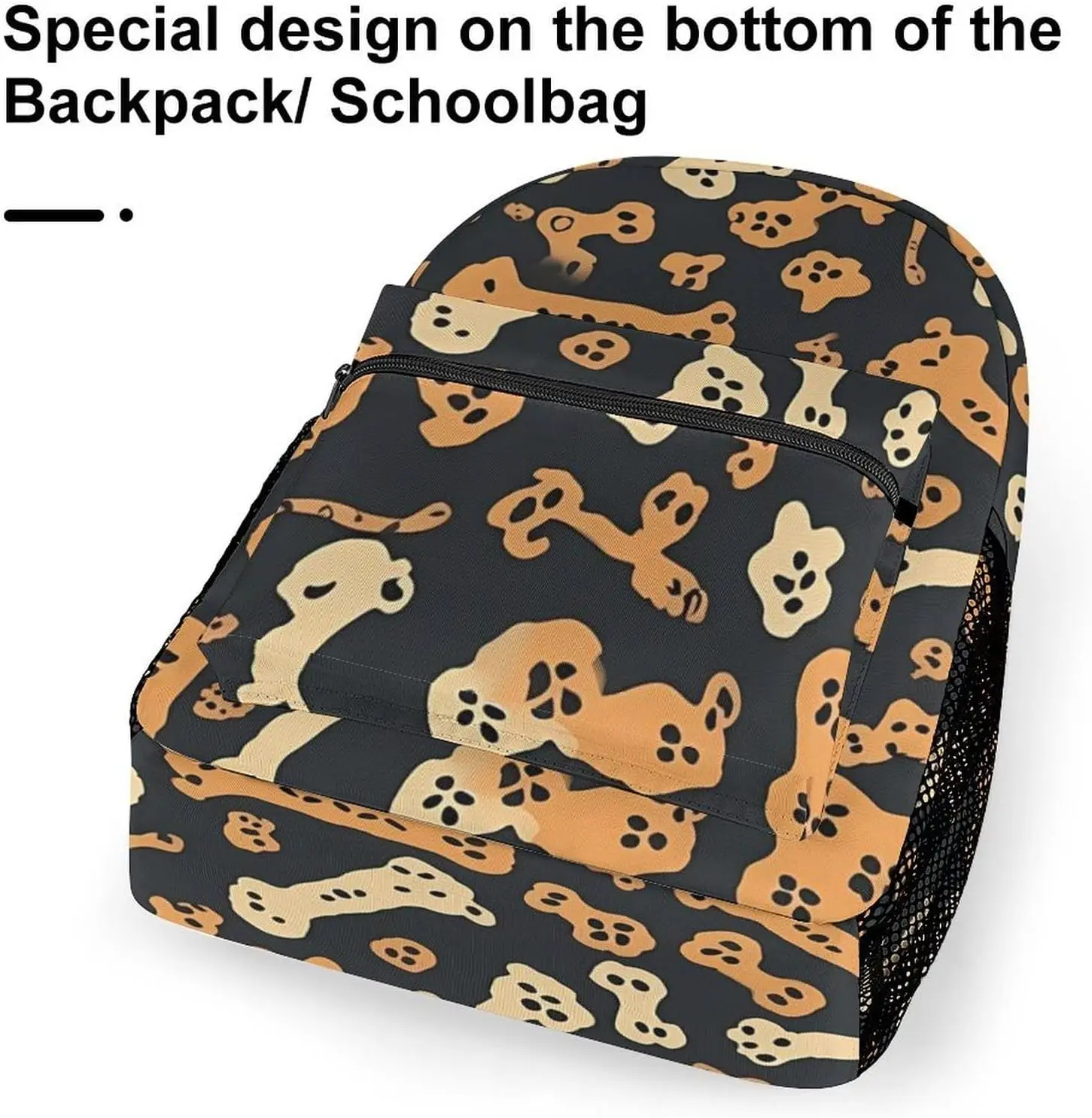 Rucksack 16 Zoll leichter großer Büchertasche Hundeknochenmuster Tagesrucksack für Reisen, Büro, Arbeit