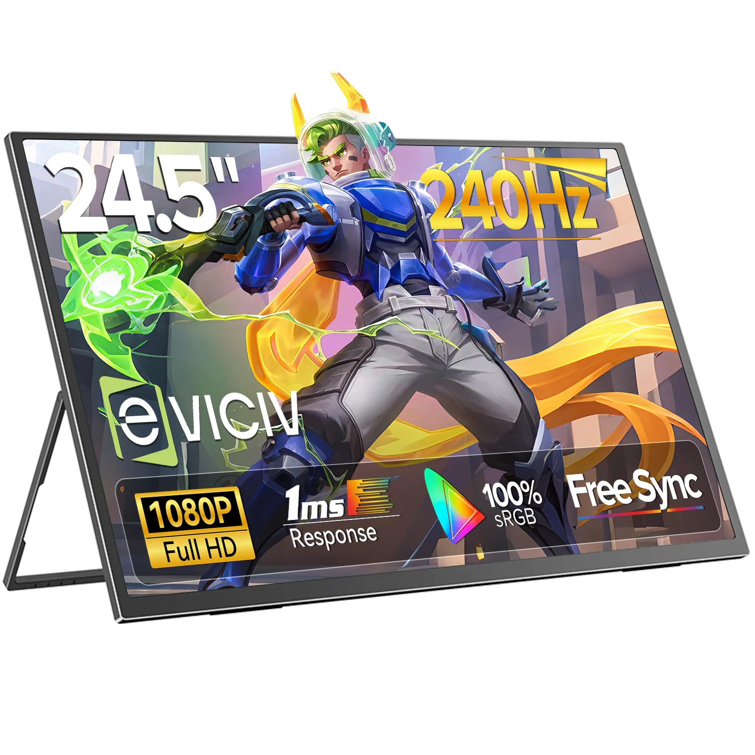 UPERFECT 24,5" 240Hz 460Nits moniteur portable écran de jeu grand écran intégré 180 ° réglable stand / VESA USB-C HDMI HDR FreeSync deuxième écran pour console de jeu de téléphone portable
