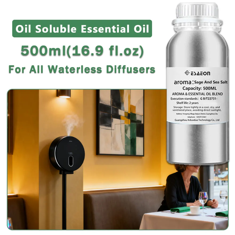 ESAEON Hotel Fragrance Machine Essential Oil, For Waterless Aromatherapy Machines, Sage And Sea Salt/Hilton - 500ML (16.9 fl.oz)