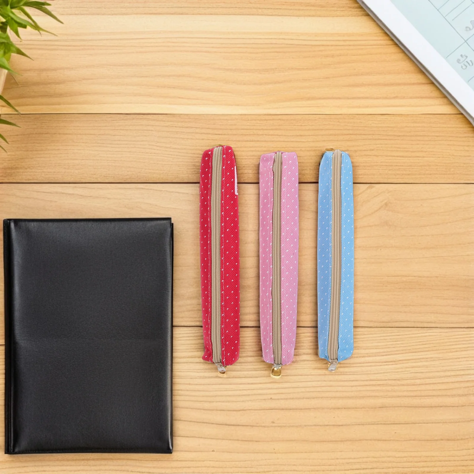 

3Pcs Stylish Pencil Pouch Candy Colored Canvas Pen Case for School Work Travel Stationery Organization Kids Adults