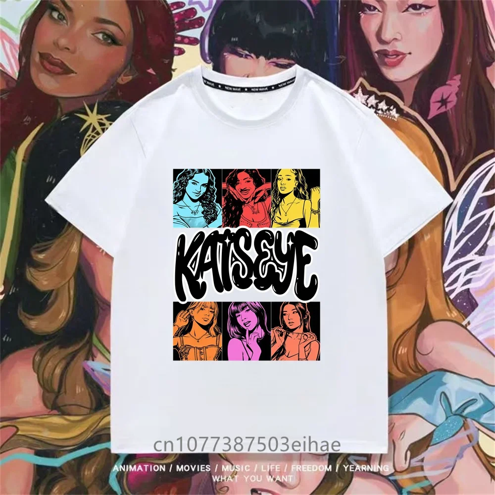 Girls' Graphic T-shirt Suitable for Children Featuring KATSEYE Print Design Casual Short Sleeves Crew Neck