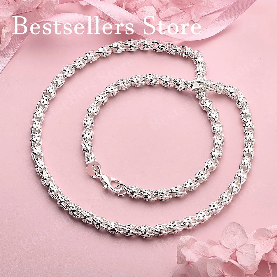925 Sterling Silver Exquisite Openwork Braided Necklace for Men Women Fashionable Elegant Party Wedding Jewelry