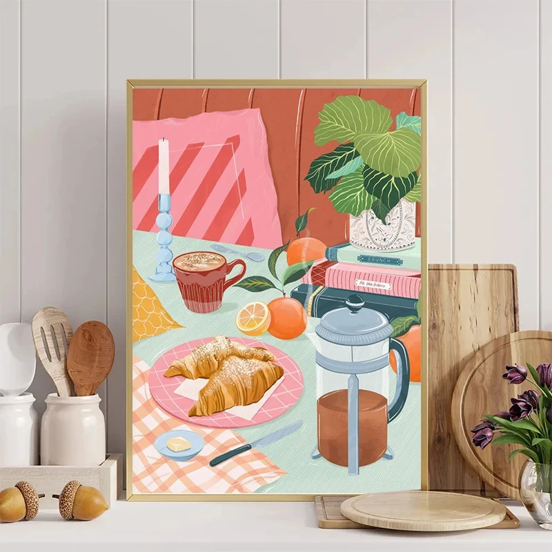 كوكتيل الفاكهة الليمون الغذاء قماش اللوحة الاسكندنافية بسيطة الجدار ملصق فني وطباعة غرفة المعيشة المنزلي المطبخ الديكور #3