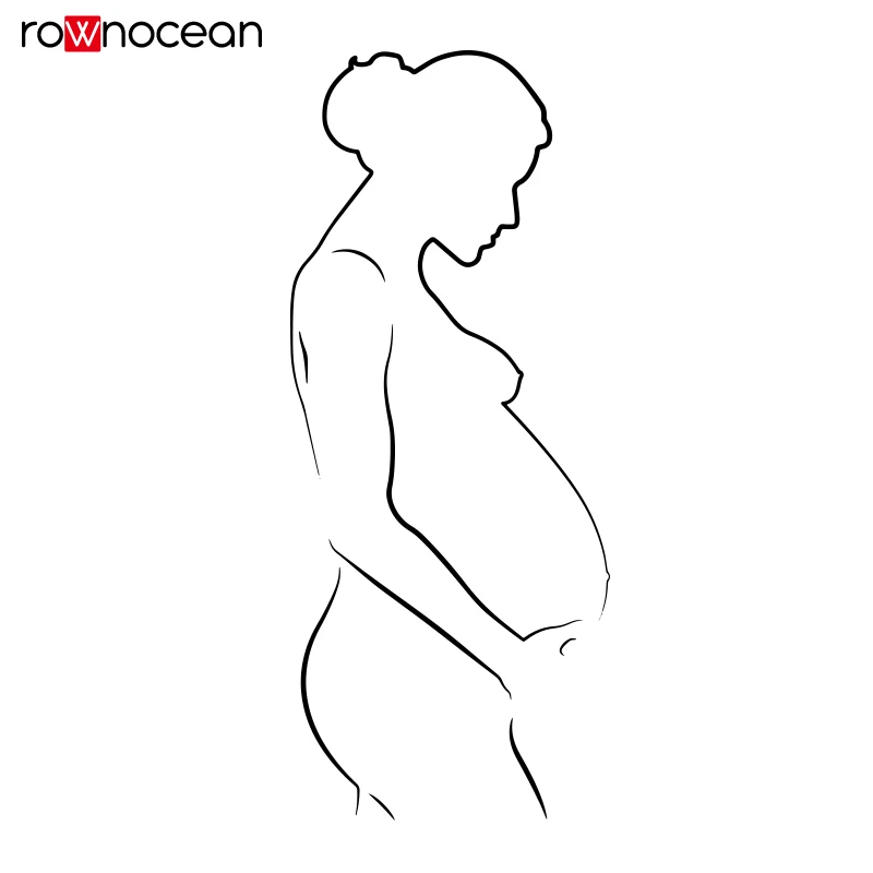 Pregnant Woman Silhouette Wall Sticker • DIY Gender Reveal Party Or Baby Shower Reception Mural Vinyl Decal  E878