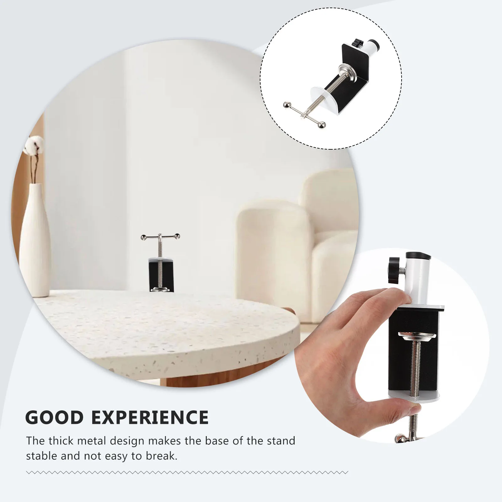 

Adjustable Cantilever Bracket Durable Desk Mount Support White C-Shape Retaining Clip Heavy Duty Table Clamp For Home Use