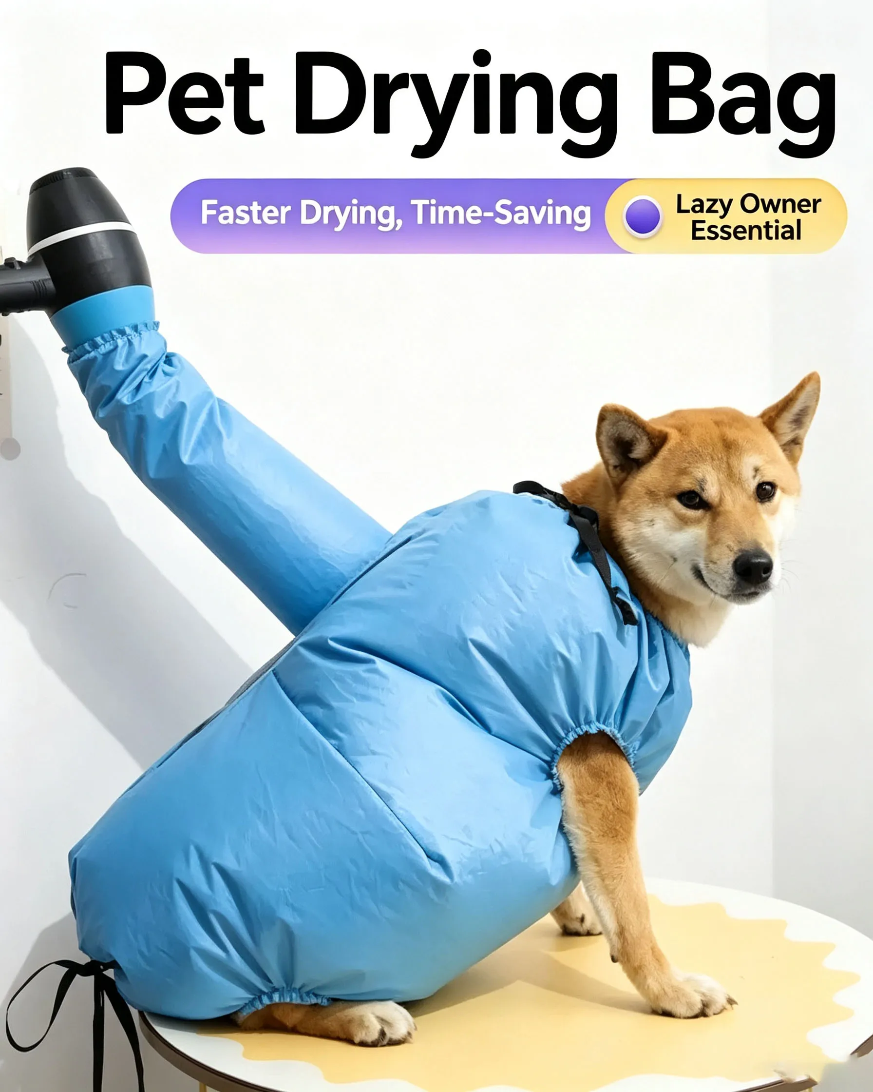 Pet Drying Bag Portable Dog Dryer Bag Hands-Free Pet Hair Drying Coat Reduce Flying Hair Fast Dry Bag For Small Medium Large Dog