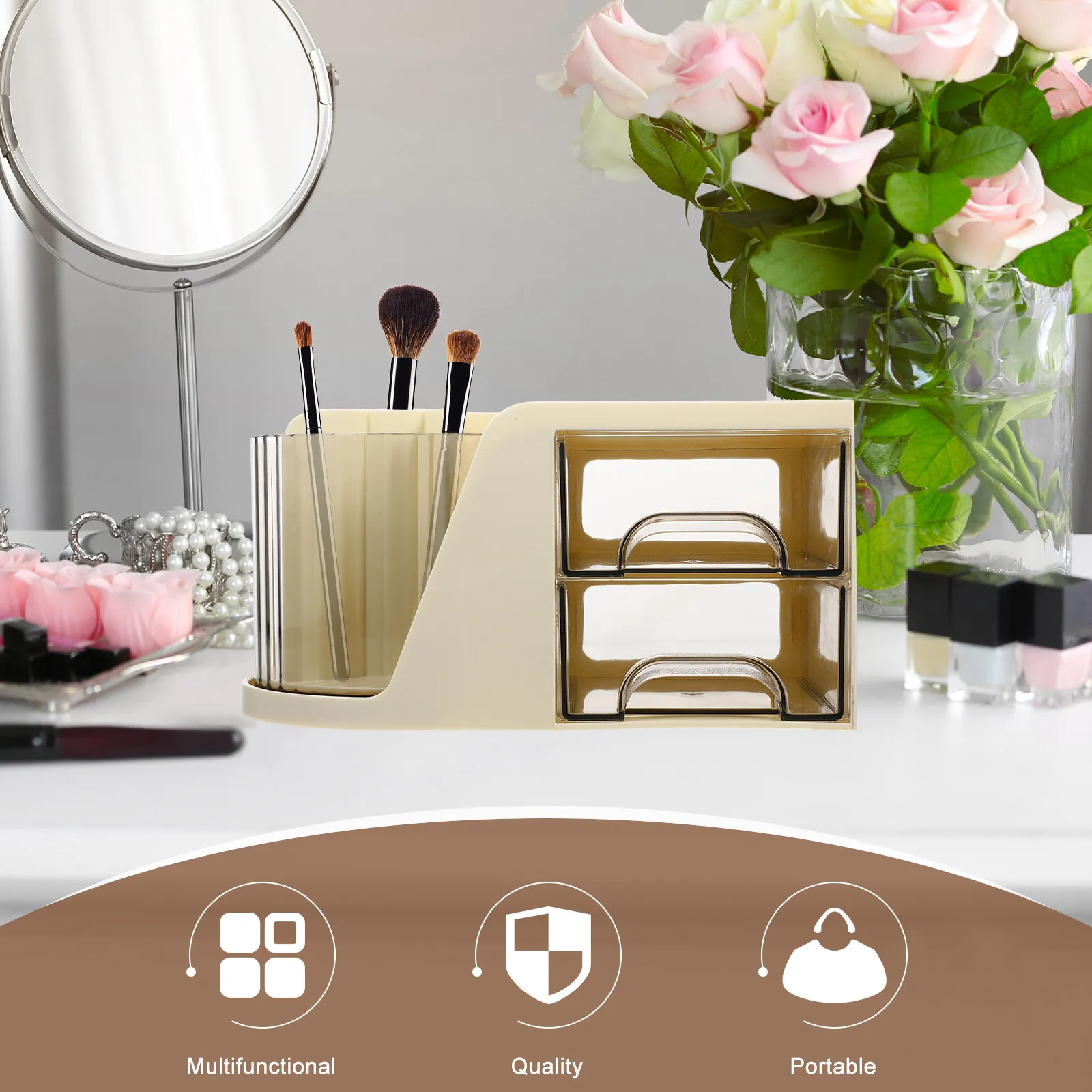 Space Saving Desk Organizer Pencil Holder Multifunctional Desktop Storage Box Pen Organizer with Drawers for Office School