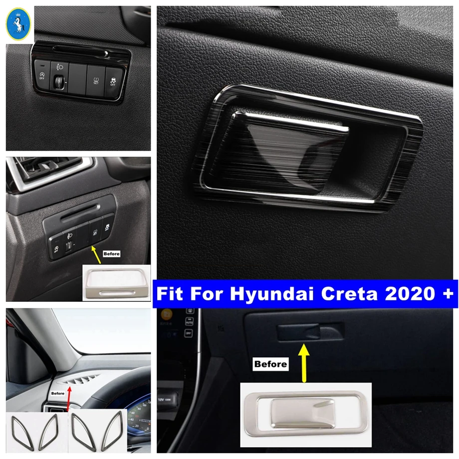 

Interior Accessories Air AC Outlet Vent Lights Switch Control Glove Storage Box Panel Cover Trim For Hyundai Creta 2020 - 2022