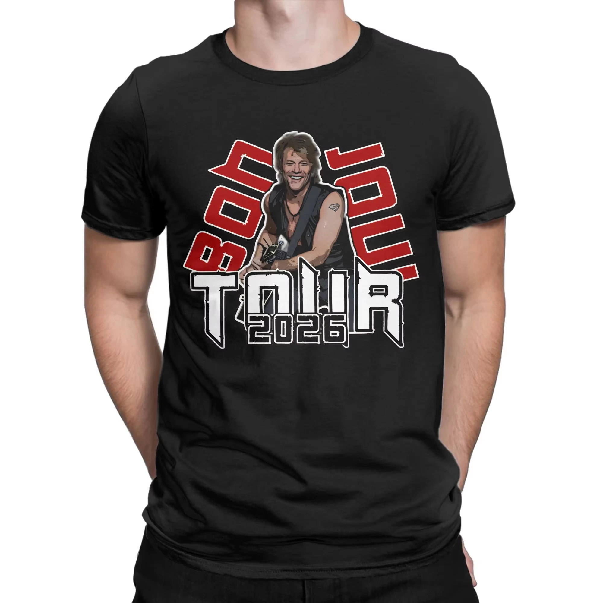 Hot Sale Rock Band Bon Jovi 2026 Album Cover Graphic Print T-shirt Men Women Loose Casual Oversized O-neck Cotton Summer New Tee