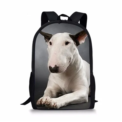 Tas sekolah gambar anjing Bull Terrier lucu untuk anak laki-laki anak perempuan ransel kasual harian Remaja tas punggung anak-anak tas buku ransel penyimpanan perjalanan