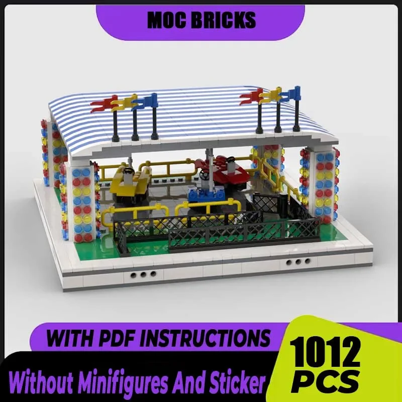 

Amusement Park Model City Street View Moc Building Blocks Bumper Cars for Modular Technology Bricks DIY Assembly Holiday ToyGift