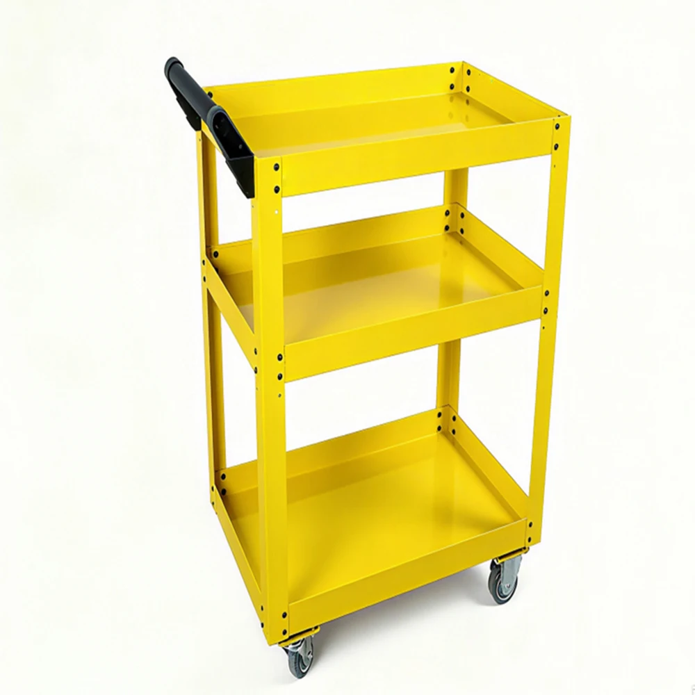 Yellow Mobile 3 Layers Tool Cabinets High Quality Parts Cart For Convenient Storage And Organization