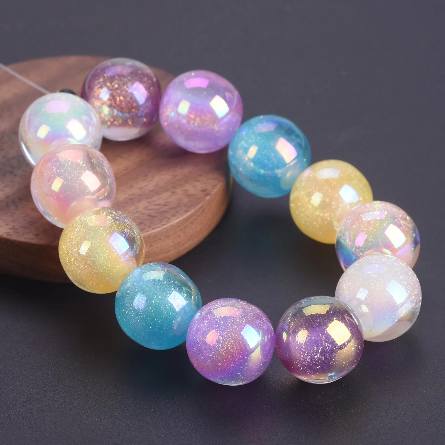 

10PCS Shiny Glossy 16mm Round Acrylic Plastic Loose Beads For Jewelry Making DIY Bracelet Crafts Findings Supplies