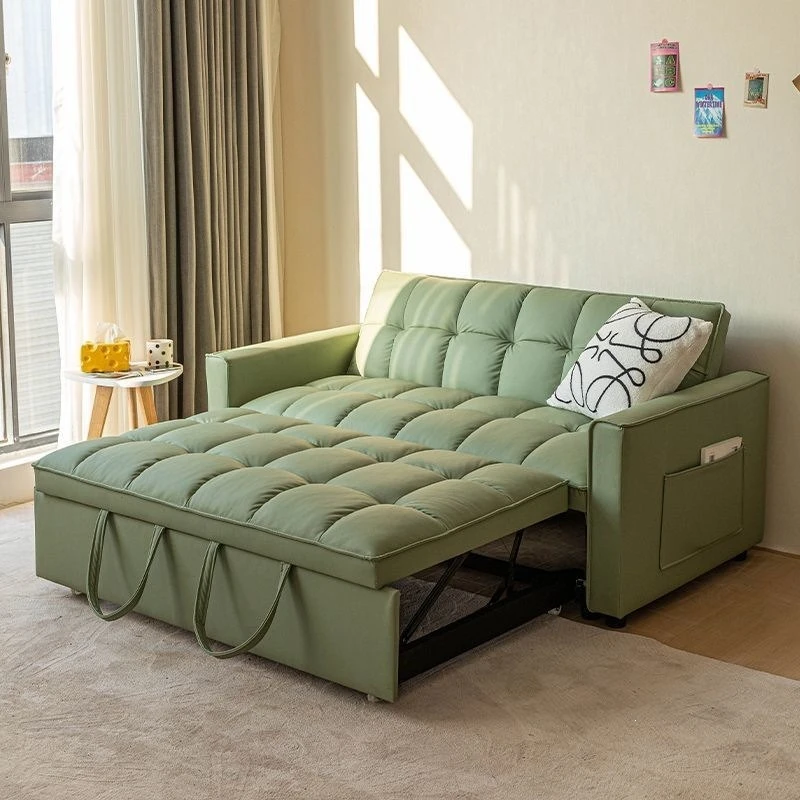 Simple dual-purpose foldable folding cream fabric sofa multi-function