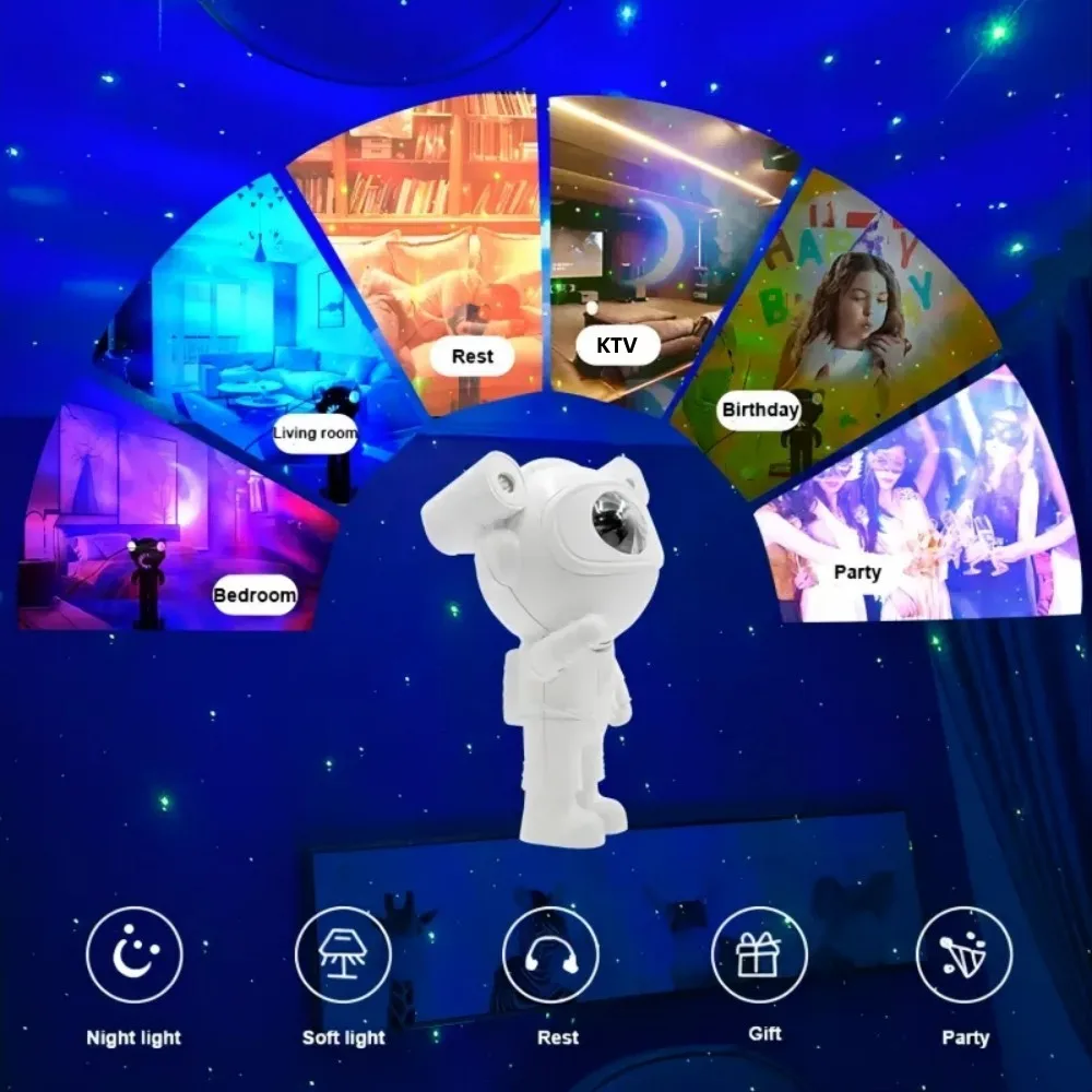 Newest Galaxy Projector Upgraded Astronaut Star Lamp Nebula Moon Ceiling Sky Night Light with Timer and Remote Bluetooth Speaker