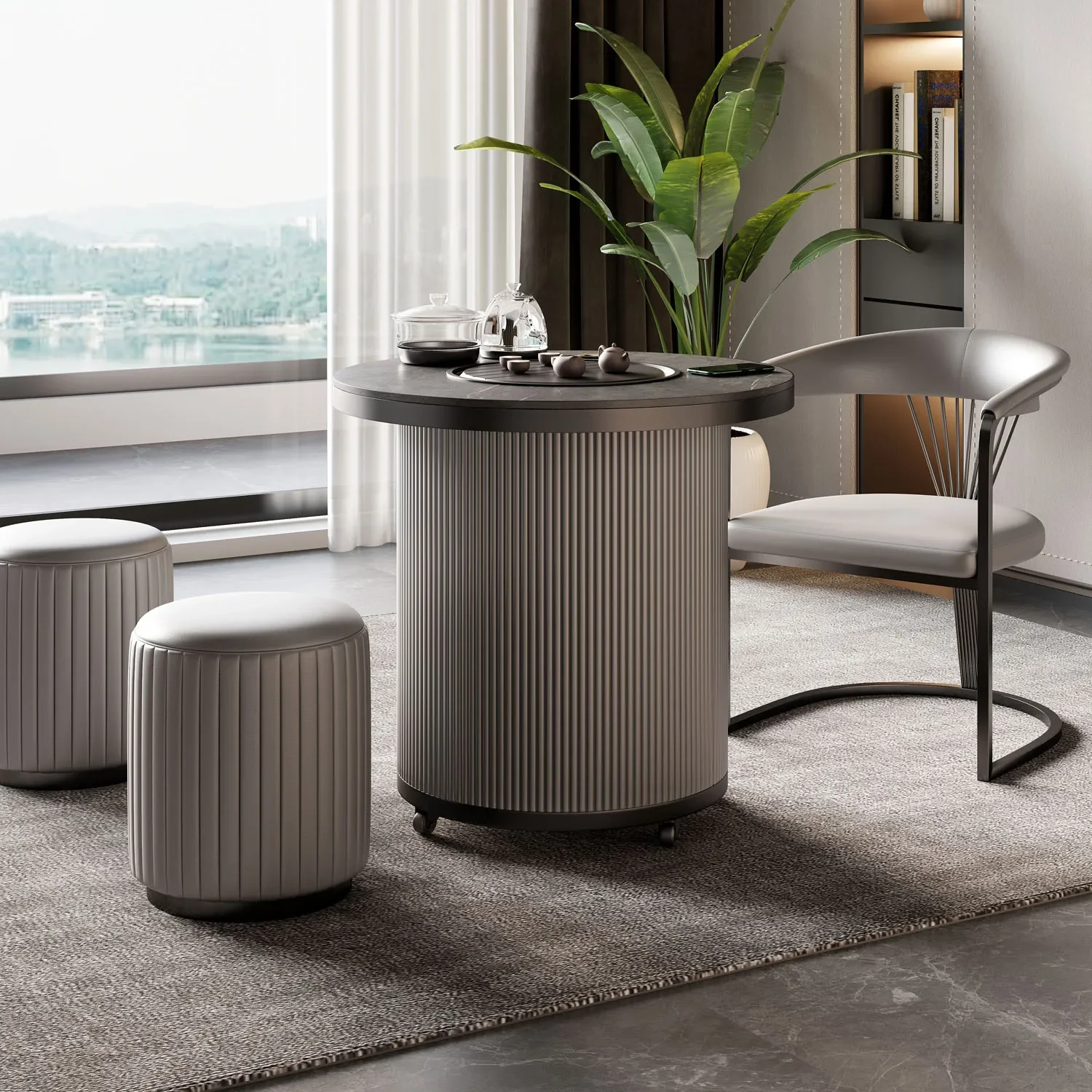 Italian mobile tea table round balcony small tea table