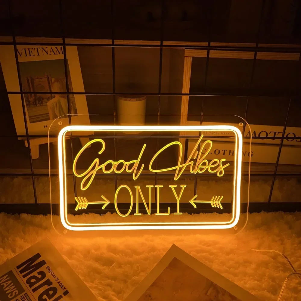 Good Vibes Only Neon Sign Engrave Personal LED Lights For Christmas Home Decoration Gift Cafe Shop Wall Decorl Support DIY