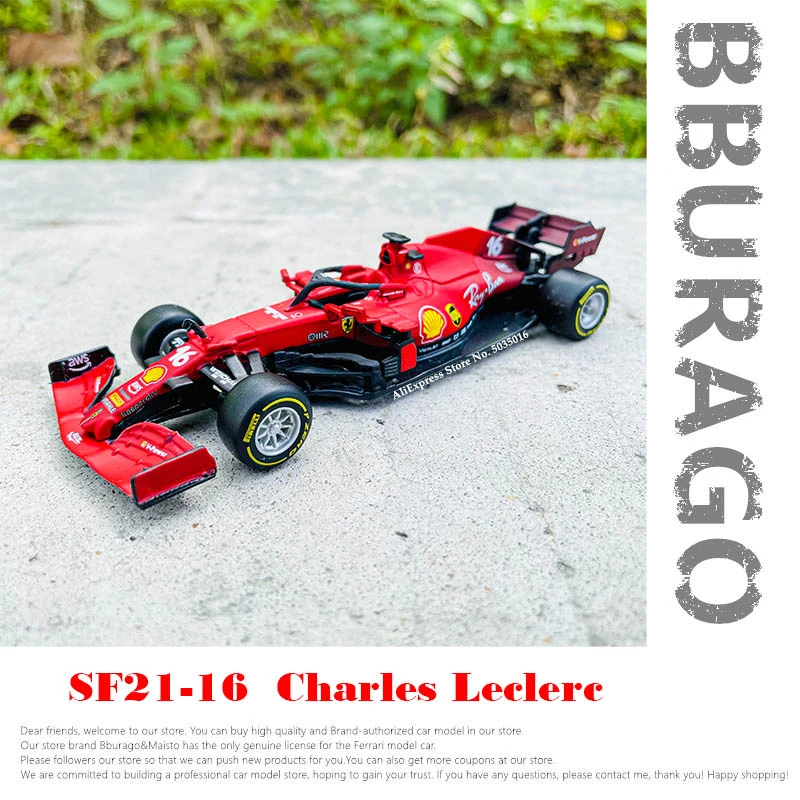 Ferrari F1 SF21 Bburago 1:43 2021 Die Cast #16 Charles Leclerc Alloy Luxury Car Car Model Play 1 Alloy Toy Vehicle Collection