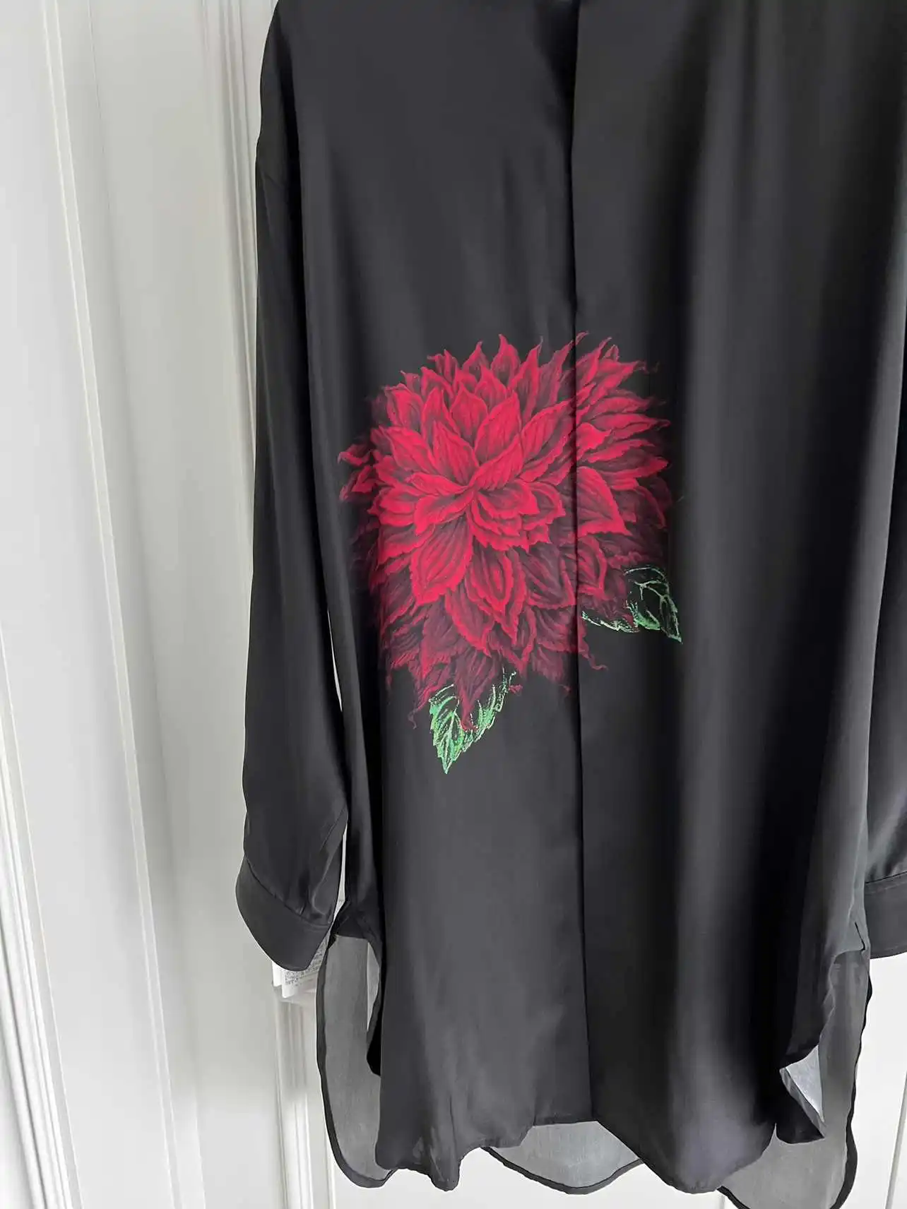 TOP-YAMAMOTO Original Design: Dahlia-printed silk shirt, Mulberry silk Light luxury shirt for men