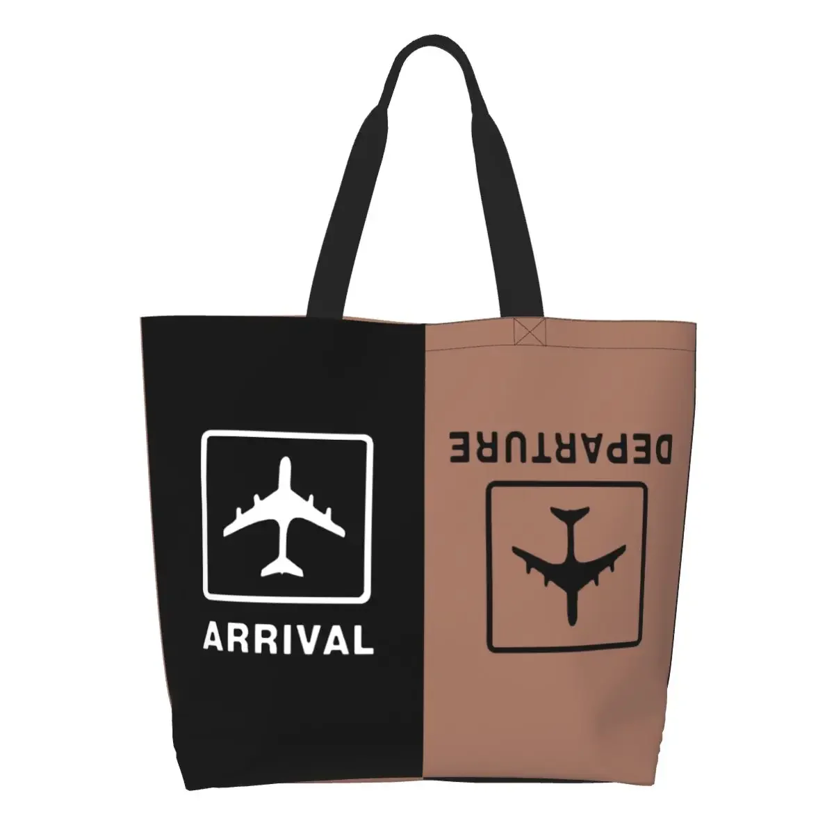 Kawaii Printed Aviation Airplane Departures Arrivals Tote Bags Recycling Canvas Shopper Shoulder Aviator Pilot Plane Handbag