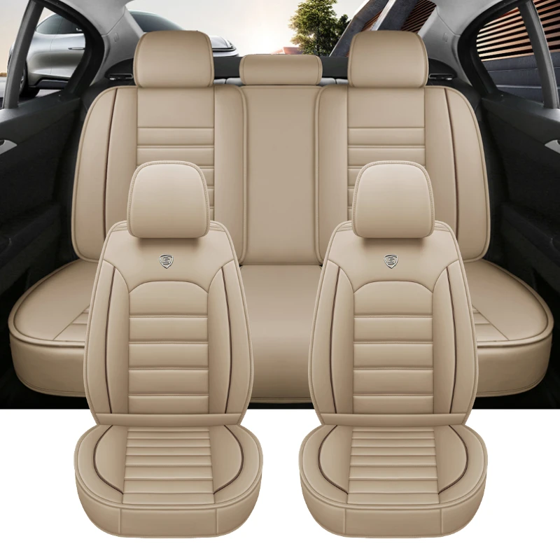 Luxury PU Leather Car Seat Covers 3D Surround Skin Friendly  Breathable Wear Proof for All Season Driving Universal Fit Most car