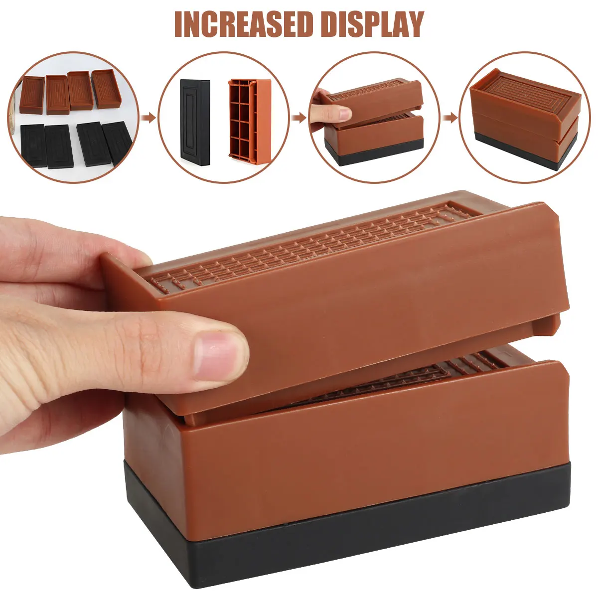 4 قطعة رافعات السرير الثقيلة قابل للتعديل الأثاث الناهض تكويم مكتب يرفع تمديدات الساق مع وسادة مضادة للانزلاق لطاولة الأريكة أريكة #3