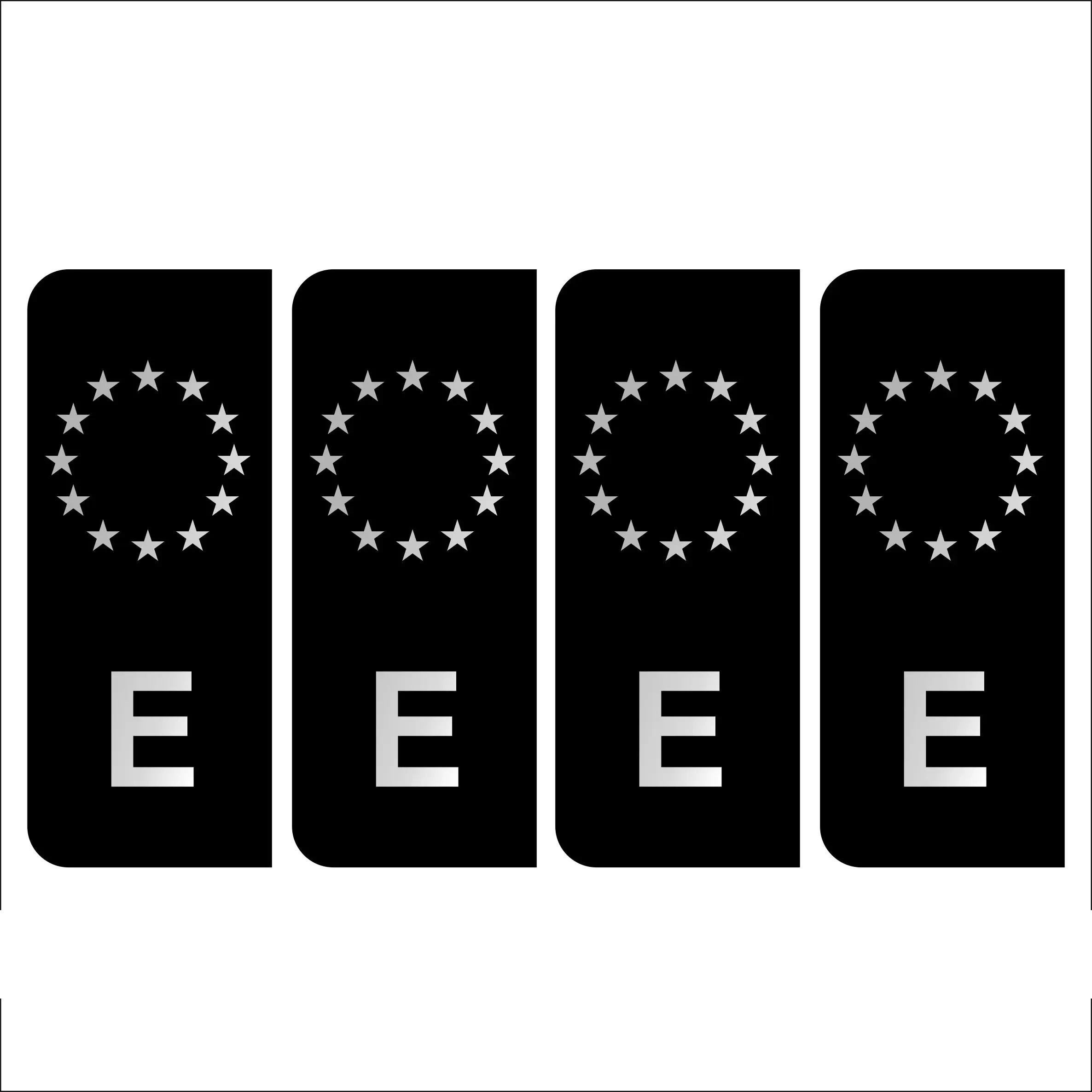 4 X sticky vinyl black license plate + Silver-car-Spain UE E UNION EUROPE black STICKER plate-TUNNING