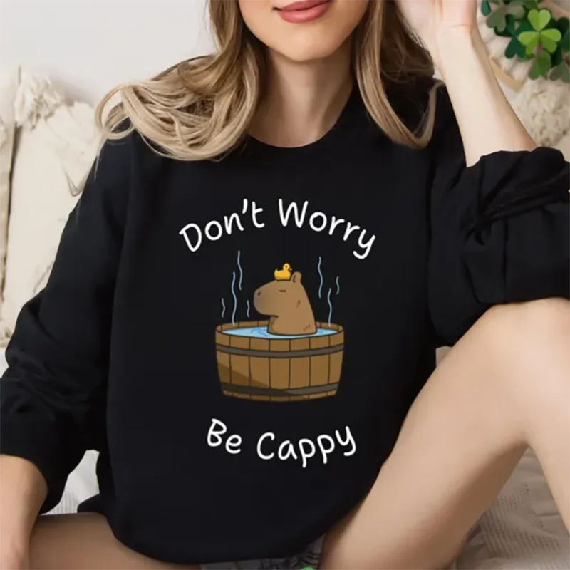 ملابس نسائية جرافيك كابيبارا عاشق هدية مضحك الحيوان هوديي كابيبارا Crewneck البلوز كوكيت قميص لمحبي كابيبارا