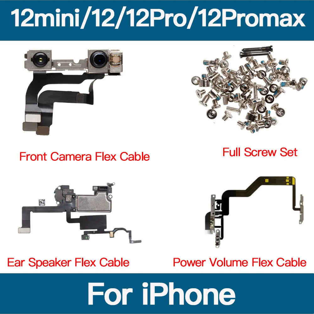 Wewnętrzna część głośnika dousznego zamiennik do iPhone 12 Mini Pro Max przedni przycisk głośności i pełny zestaw śrub