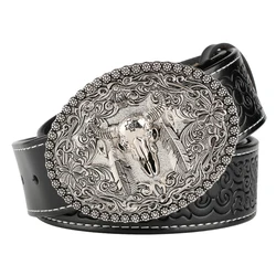 Cow Buckle Leather Belt Cowboy