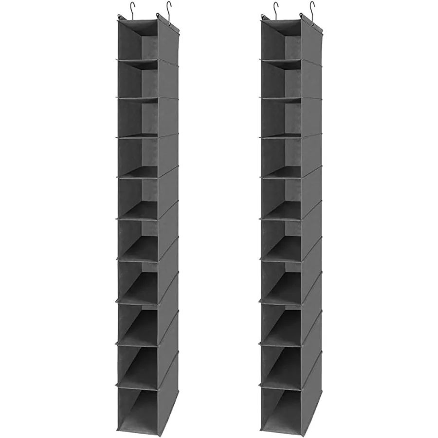 

10Shelf Hanging Shoe Shelf Organizer Hanging Shoe Storage for Closet Pack of 2 Grey