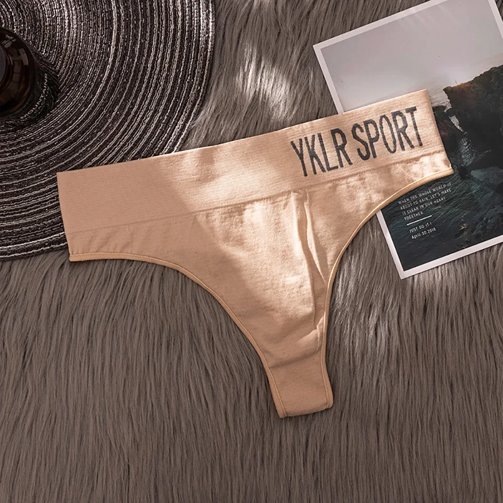 Seamless Soft Underwear Pure Color Wide-waist Cotton Crotch Women Thong Letter Panties Sexy Briefs G-String Women Underwear