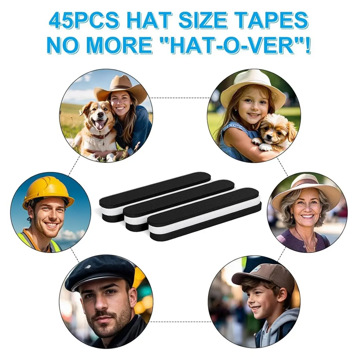 60 Pcs Hat Size Reducer, Hat Sizer Reducer Insert, Make Smaller Sweatband, Self Adhesive Resizer Foam Tape for Hat Cap
