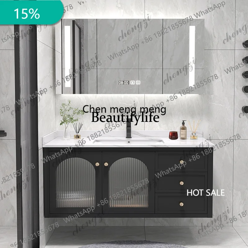 EE182 70-150cm Slate Bathroom Furniture Vanity Cabinet With Sink Cute Bear Mirror Integrated Solid Wood Style Cabinet Companion