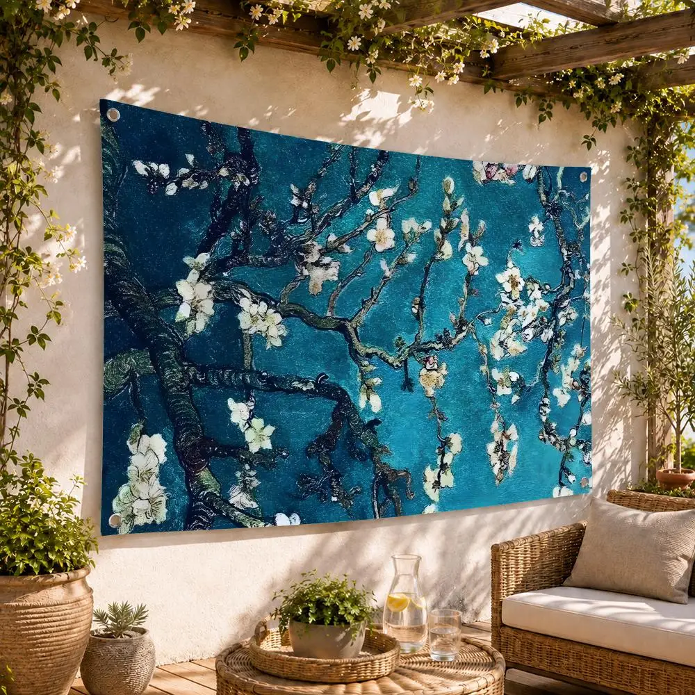 Vincent Van Gogh Almond Tree Flags Flag Soft skin-friendly Durable Tapestry Outdoor party Home living room bedroom Decoration