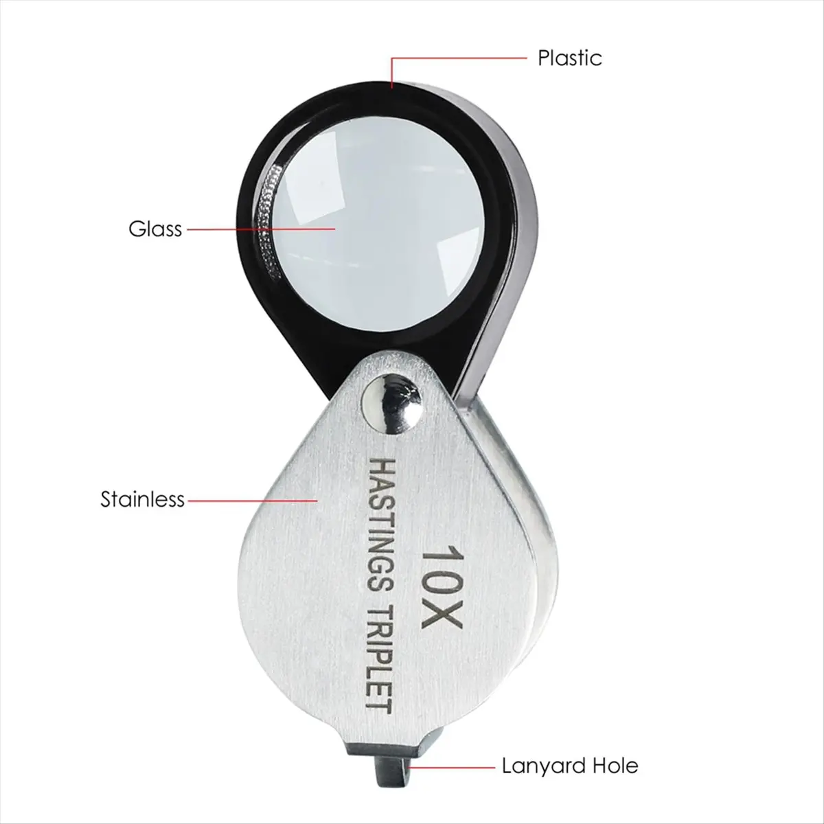 A56K Hastings Triplet Loupe 10X Jeweler'S Loupe with 16mm Triplet Lens Foldable Tiny Loupe Magnifier Gemstone Magnifying Tool
