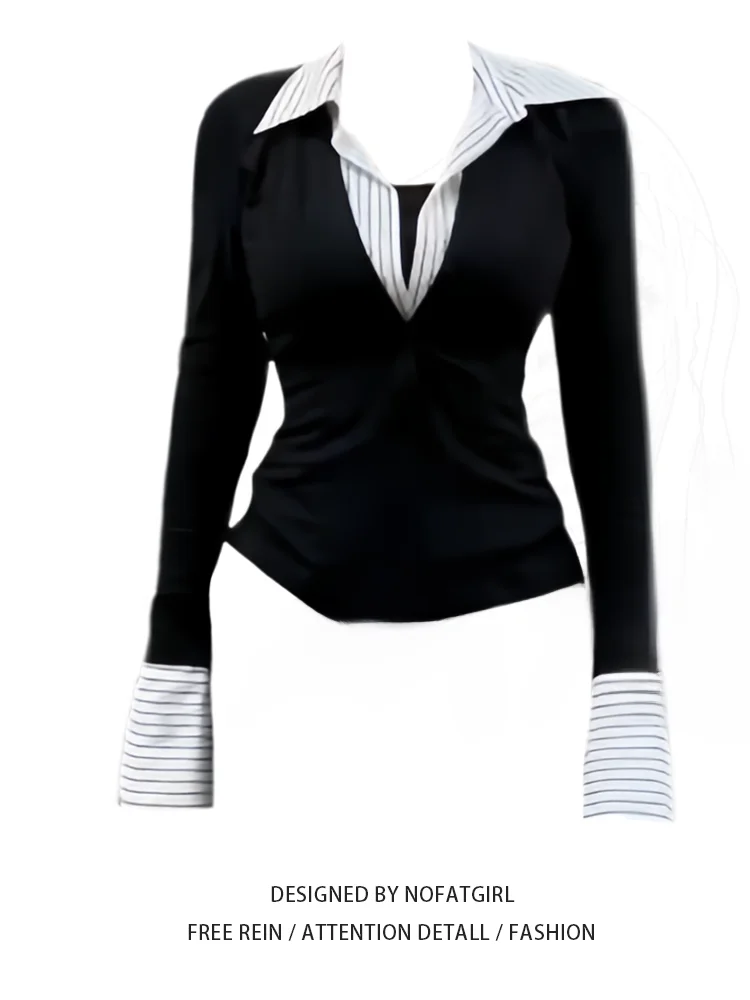 

Модный удлиненный топ больших размеров для женщин, весна-осень, корейский стиль, стройнящий, для полных женщин, уличный стиль