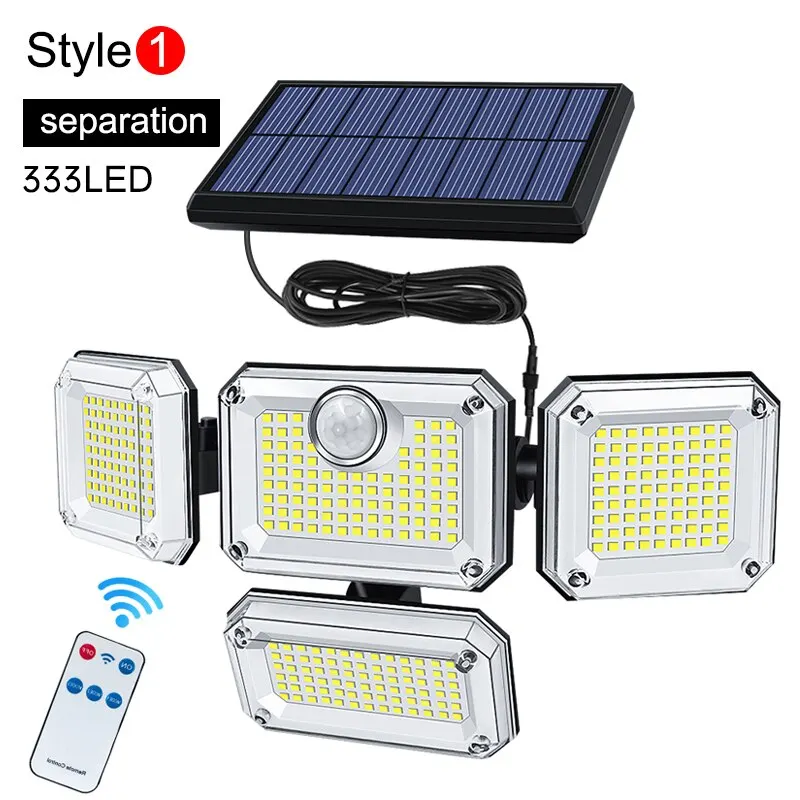 AMARYLLIS 20 W Solarleuchte 122/333 LED IP65 wasserdichte Outdoor Indoor Solar Gartenlampe mit verstellbarem Kopf, breiter Beleuchtungswinkel mit 3 Modi 6